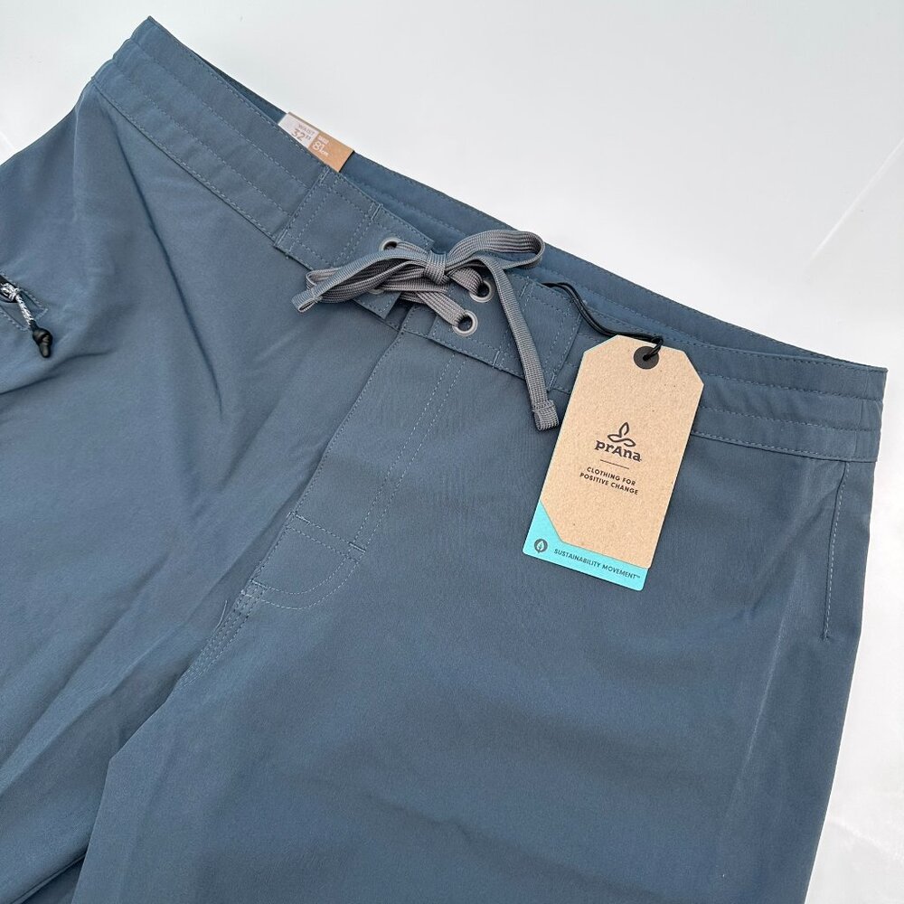 PrAna Men's Fenton Quick Dry UPF 50+ 9" Inseam Swim Boardshort, W32, Grey Blue